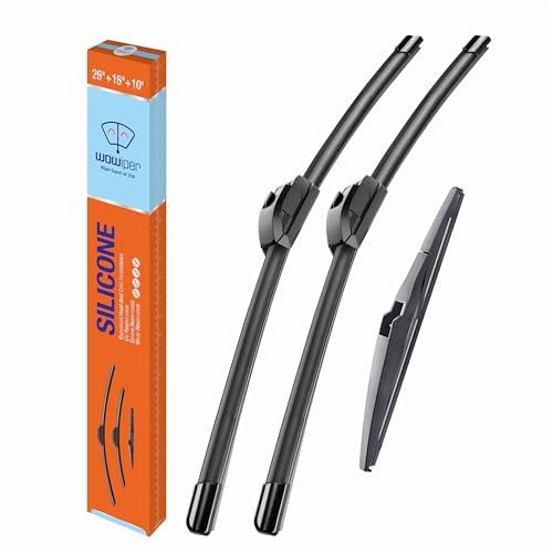 WOWIPER Silicone Windshield Wiper Blades with Rear Wiper Blade for Toyota Rav4 2013-2018 Hyundai Kona 2018-2022 Automotive Replacement Windshield Wipers for My Car - 10" 1 Pack