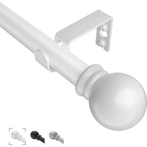 Curtain Rods for Windows 57 Inch, 5/8 Inch Adjustable Small White Drapery Rod by Splice for Bedroom, Living Room, Kitchen and Outdoor