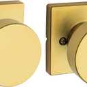 Kwikset Pismo Interior Passage Door Knob, Handle for Closet and Hallway Doors, Non-Locking Doorknob, Satin Brass, Square, Microban Protection