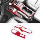 CTMAOYI Red Carbon Fiber Shift Panel Cover for Jeep Wrangler JL JLU & Gladiator JT, 2PCS Cup Holder Trim Interior Accessories Compatible with 2018-2024 Models