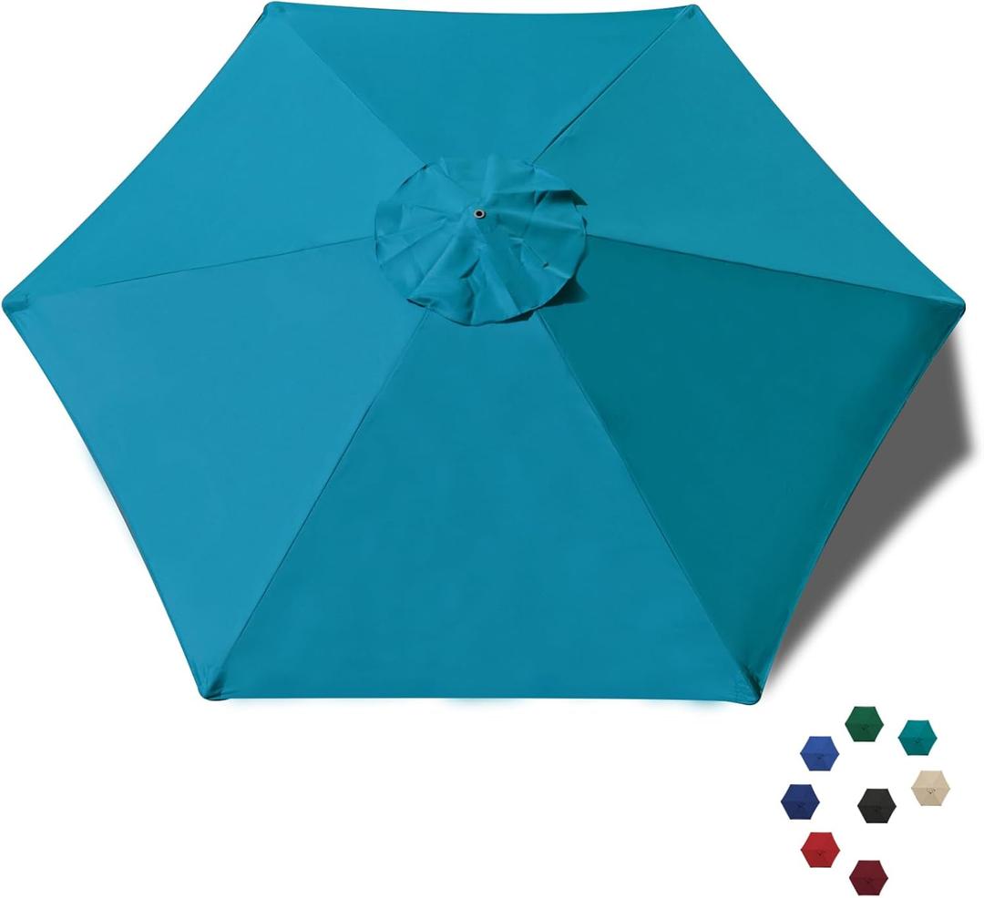 EliteShade USA 7.5FT Replacement Covers 6 Ribs Market Patio Umbrella Canopy Cover (CANOPY ONLY) (Teal)