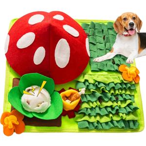 Mewoo Snuffle Mat for Small Dogs, 16" x 16 Sniff Mat Slow Feeding Mat with Squeaky for Cats or Rbbits, Dog Snuffle Enrichment Puzzle Interactive Dog Toys for Boredom (Small-16"Lx 16"W)