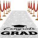 Sliner Graduation Carpet Runner for Party 2ft x15ft Graduation Prom Decorations Glitter Runway Rug for Prom Party Decor Aisle Runner for Learned Scholar Graduation Ceremony(Glitter Silver)