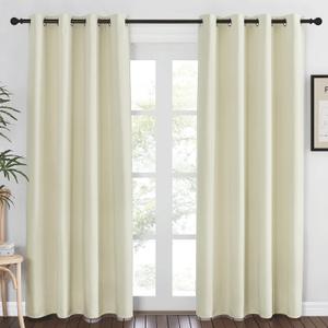 NICETOWN Blackout Living Room Curtain 84 inches Long - Thermal Insulated Grommet Room Darkening Window Treatment Sound Dampening Drape for Bedroom (Beige, W52 x L84, 1 Panel)