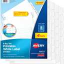 Avery Big Tab Printable White Label Dividers for 3 Ring Binders, 8 Tabs per Set, White, Great for Office Supplies, School Supplies, Organizing, and More (4 Sets of 14433)