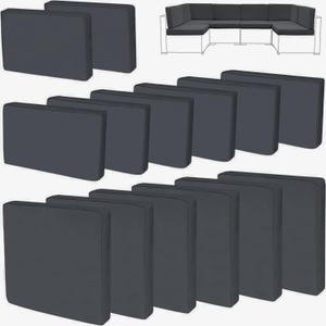 14Pieces Patio Cushion Covers Replacement Outdoor Couch Cushions Covers Splashproof Sofa Slipcovers Set with Zippers,Patio Furniture Protector Cover Only(Black Gray,25253.15 inches)