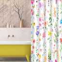 Preboun Spring Flower Shower Curtains for Bathroom Floral Plant Shower Curtain with 12 Hooks Watercolor Polyester Fabric Shower Curtain for Home Bathroom, Machine Washable, 72 x 72 Inch
