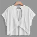 SOLY HUX Women's Plus Size Open Back Tops Criss Cross Cut Out Backless Tee Short Sleeve Summer T Shirt (White, XL)