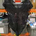 MakeMeChic Women's Lace Bodysuit Date Night Romper Deep V Neck Lace Tops Bodysuit XL