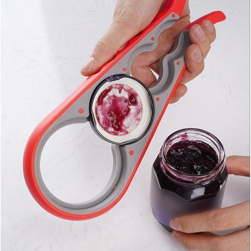4-in-1 Jar Opener for Bottle and Lid Removal Non Slip Grip Kitchen Tool for Seniors Arthritic Hands Home Outdoor Use
