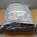 Andency Grey Queen Quilt Bedding Set, 3 Pieces (1 Striped Boho Printed Quilt 90x96 Inch and 2 Pillowcases), Bohemian Summer Lightweight Reversible Microfiber Bedspread Coverlet Sets