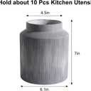 Farmhouse Ceramic Farmhouse Kitchen Utensil Holder for Countertop, Rustic Cooking Utensil Holder Crock Fit for Kitchen Counter.Grey 6.1 x 6.1 x 7 IN