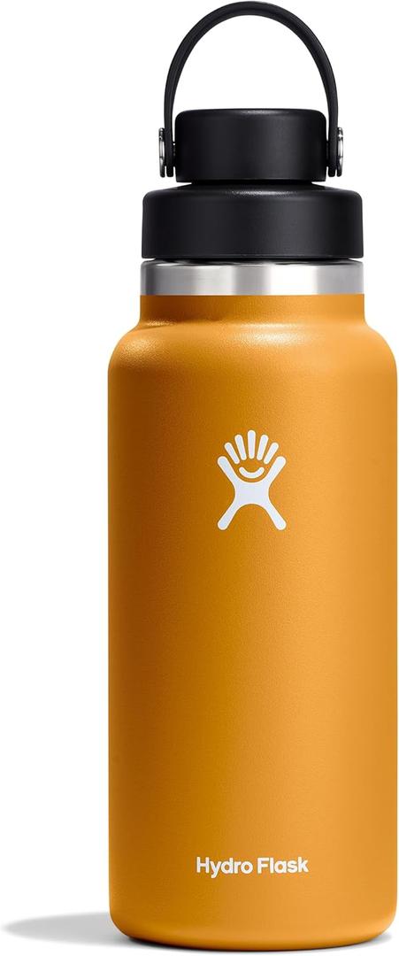 Hydro Flask Water Bottle - Insulated Stainless Steel - Wide Mouth Chug Lid, Non Spill, Leakproof in 32 Oz Fossil Brown