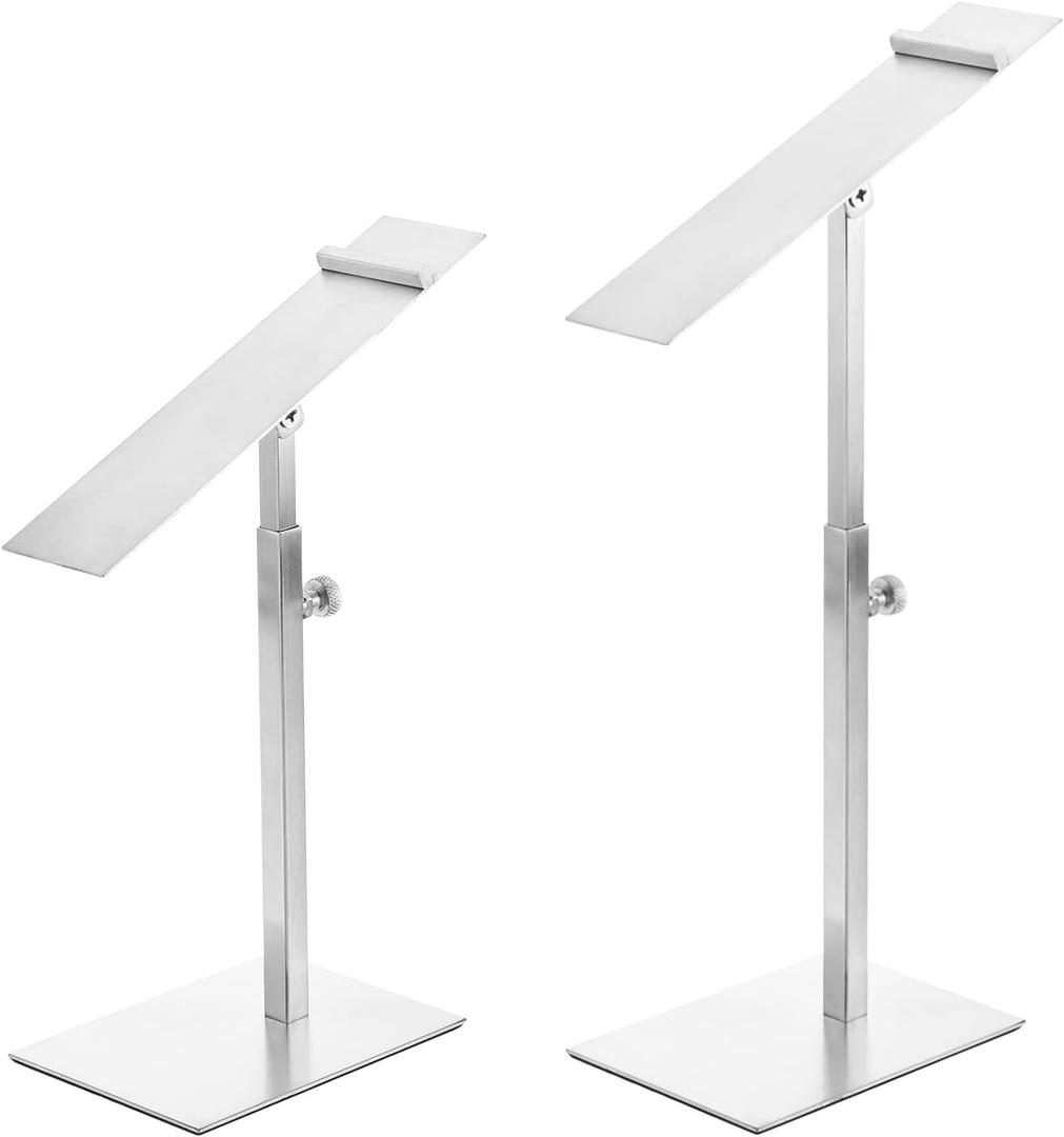 uxcell Shoe Display Stand 2 Pack Adjustable Height Shoe Risers Metal Countertop Shoe Rack Holder for Home Retail Store Supplies - Silver