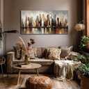 Fuwobriva Large Abstract Living Room Canvas Wall Art for Living Room Office Bedroom Wall Decor Modern Brown Grey City Night Scene Abstract Wall Art Print Paintings 20"x40", 20L" x 40W"