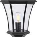 24in High Aluminum Outdoor Post Lighting Black Exterior Garden Pathway Pole Pier Mount Lights Outdoor Driveway Pole Lantern with Seeded Glass Large Outside Yard Post Lamp with 3in Fitter Base