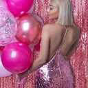 Pink Foil Curtain & Fringe Backdrop - Party & Bachelorette Decorations for Women - Valentine's Day & Birthday Celebrations (5 pack)