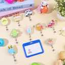 9 Pcs Easter Badge Reels Retractable Easter Badge Reel Holder Holiday Badge Reels Glitter Bunny Egg ID Name Badge Clips Spring Badge Reel for Nurses Employee Volunteer Students Easter Party Decor