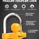 RETRUE Universal Coupler Lock Trailer Locks Ball Hitch Trailer Hitch Lock Adjustable Security Heavy-Duty Steel Fits 1-7/8 Inch, 2 Inch, 2-5/16 Inch Couplers, Yellow