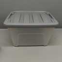 Amazon Basics Plastic Storage Containers with Secure Latching Lids, Stackable Organization Bins, Clear/Grey, 19 Quart, Set of 6