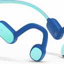 Kids Headphones, Bluetooth 5.2 Air Conduction Open Ear Headphones, 85dB Volume Limiting, Stereo Sound with Mic, IPX5 Waterproof, 20H Playtime, Perfect for School and Outdoor Activities-Blue