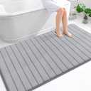 OLANLY Memory Foam Bath Mat 70x46, Super Soft Absorbent Bathroom Rugs, Quick Dry, Machine Washable Shower Floor Rugs, Bathmat Carpet, Bathroom Home Decor Accessories, Grey