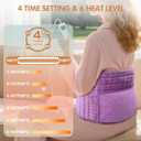 Heating Pad Back Pain Relief Electric Heating Pad for Period Cramps Lower Back Neck Shoulders Pain Relief 6-Hour Auto Off 12x24 Heated Pad + 20" Belt 4 Timer 6 Heat Level Wrap (Lilac)