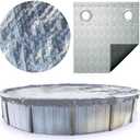 SWIMLINE HYDROTOOLS Silver King Heavy Duty Winter Pool Cover for Above Ground Swimming Pools | for 12 X 18 FT Oval Pools | 16 X 22 FT Cover Size | Silver/Black | Winch & Cable Included | PCO141622