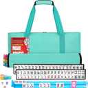 American Mahjong Tile Set,166 White Tiles Mahjong Set,4 Colors Mahjong Racks,Travel Mahjong Set with Green Carrying Bag