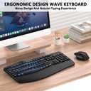 Wireless Keyboard and Mouse Combo, EDJO 2.4G Full Size Wave Keys Ergonomic Keyboard with Wrist Rest and 3-Level DPI Adjustable Wireless Ergonomic Mouse for Windows, Mac OS Desktop/Laptop/PC(Black)