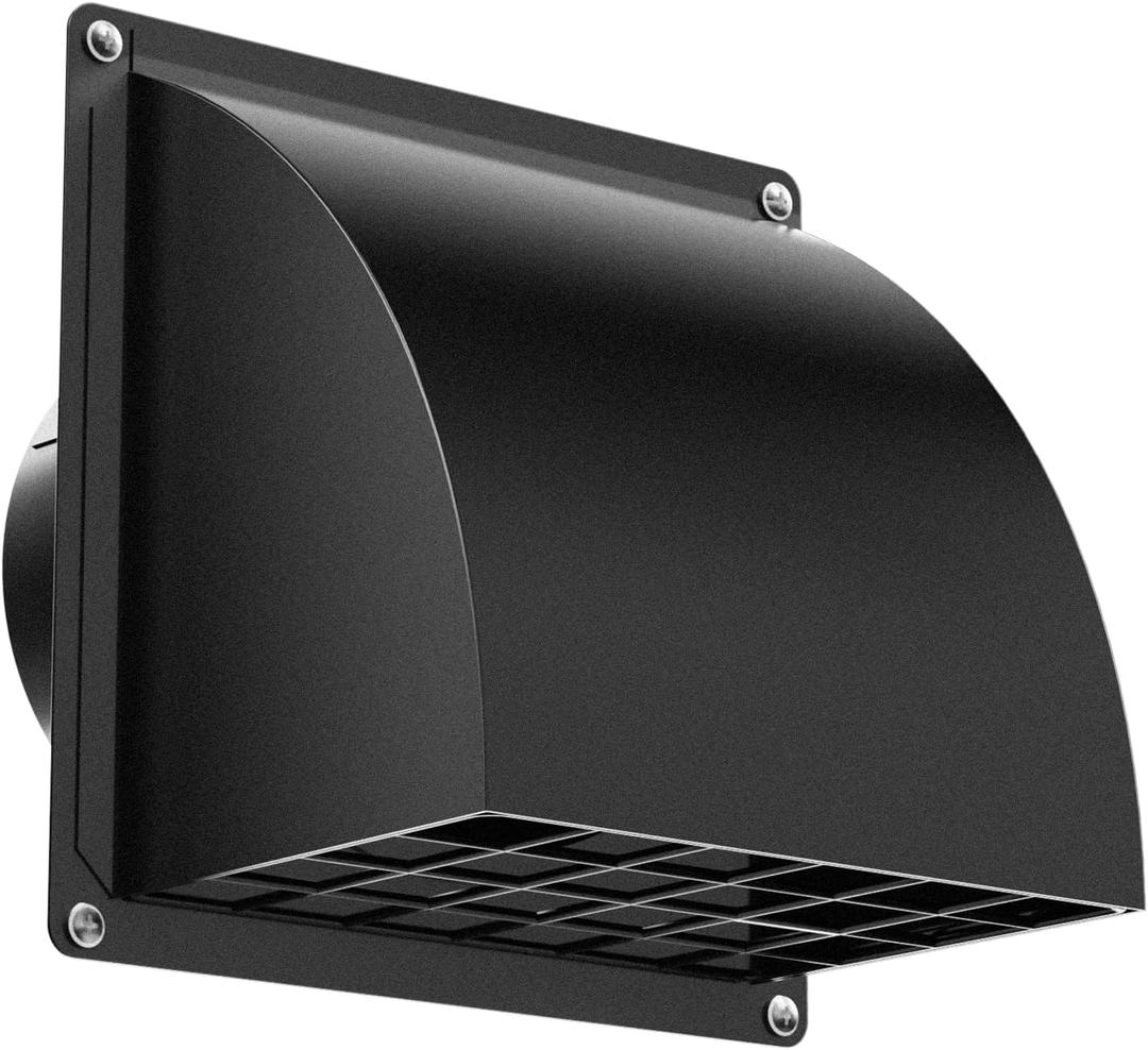 4 Inch Dryer Vent Cover Outside, HG Power Metal Exterior Vent Cover with Removable Screen & Cushioned Non-Return Flap, Air Wall Vent for House, Range Hood, AC, Opening Diameter: 3.81" Black, 4 In[neck Size:3.81in]