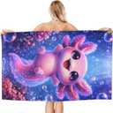Cute Axolotl Beach Towel, Soft Lightweight Microfiber Quick Dry Bath Towels Gifts for Bathroom, Pool, Travel, Swimming Decor 31"x51"
