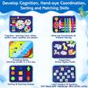 Esjay Toddler Busy Board Montessori Toys for Boys, Sensory Book Educational Activities for Learning Fine Motor Skills, Birthday Gifts for Boys Toddlers, Travel Toys for Airplane Car, Blue Dinosaur