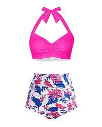 Holipick Women Two Piece Swimsuit High Waisted Bikini Sets Tummy Control Bathing Suit Vintage Halter Swimwear XL