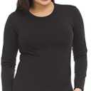 Thermajane Long Sleeve Thermal Shirts for Women Cold Weather, Womens Thermal Underwear Tops, Base Layer Women Thermal (Black, 2X-Large)