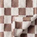 Ultra Soft Fuzzy 30 X 40 Inches Cozy Reversible Baby Bed Blanket with 3D Chessboard Grid - Warm Comfort for Toddlers, Infant or Newborn (Brown)