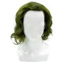 Men's Movie Joker Green Semi-long Wavy Wig Synthetic Hair Halloween Cosplay Costume Wigs for Men Boys (Green)