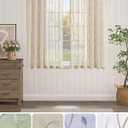 jinchan Beige Boho Sheer Linen Curtains for Bedroom 63 Inch Length Floral Embroidered Semi Sheer Privacy Drapes for Living Room Embroidery Voile Transparent Back Tab Window Treatments 2 Panels