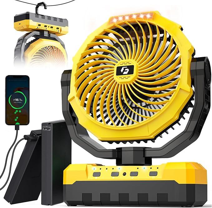 36000mAh Camping Fan,120H Rechargeable Fan Portable with Detachable Battery