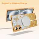 AIGOMARA Phone Case for iPhone 16 [Compatible with MagSafe] Butterfly Design Glitter Bling Case Shockproof Scratch-Resistant Soft TPU Cover for Women - Gold