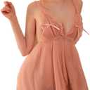 SINROYEE Women Lace Lingerie V Neck Nightwear Sexy Chemise Nightie Babydoll Mesh Nightgown Sleepwear (XL)
