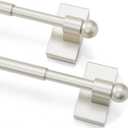 Deconovo Adjustable NoDrill Curtain Rods 2 Pack, 16-28 Inch, Powerful Magnetic Hold for Metal Doors Windows, RentalFriendly Stainless Steel, Easy Install for Apartments, Nursery, Offic (Nickel)