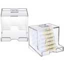 Wenqik 2 Pack Clear Acrylic Lip Balm Dispenser with Hinged Lid Home Freestanding Countertop Display for Lipsticks Glosses or Lip Balm Essential Oils (3.4 x 3.4 x 3.07 inch)