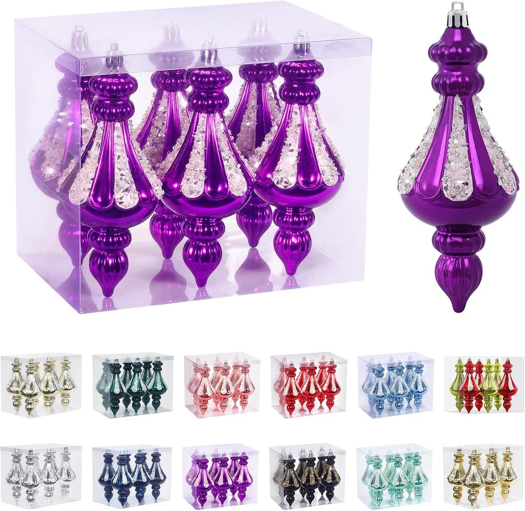 RoseCraft Christmas Ornaments Set, 5.9Inch Plastic Shatterproof Christmas Ball Hanging Ornaments for Xmas Tree Decorations, for Indoor Home Thanksgiving Halloween Party Decor - 6Pcs / Purple.