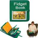 Fidget Book for Elderly | Fidget Blanket for Dementia | Dementia Products for Elderly | Gift, Activities and Fidget Toys for Seniors with Alzheimers or Dementia | Fidget Book v2 (Green)