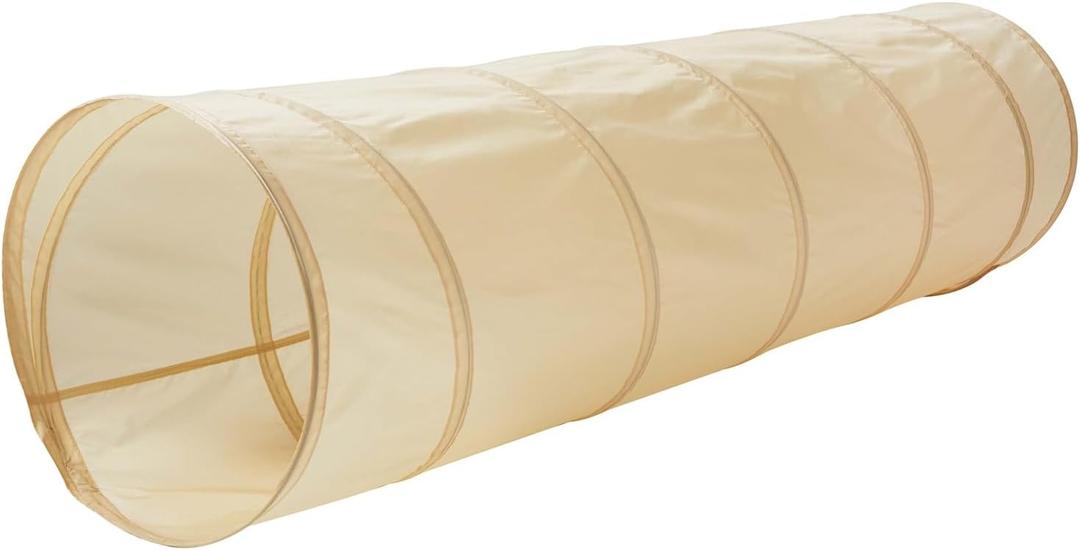 3 Sprouts Kids Play Tunnel - Pop Up Collapsible Tunnels with Recycled Fabric - Fun Crawling Tunnel for Toddler, Baby, Children to Crawl Through, Gross Motor Toy for Indoor Play - Beige