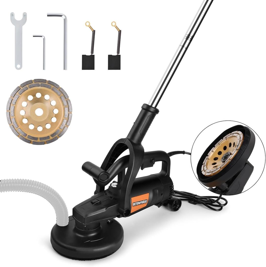 3800W Concrete Floor Grinder with Handle & Dust Shroud, 6 Speeds Control 6000RPM Concrete Floor Polisher Concrete Sander 7 Inch Concrete Surface Grinder Machine for Grinding Concrete Cement Marble