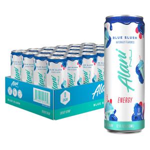 Alani Nu BLUE SLUSH, Sugar Free, Low Calorie Energy Drinks, 200mg Caffeine, Biotin, B Vitamins, Zero Sugar, 10 Calories, 12 Fl Oz Cans, 24 Pack (EXP 09/26/26)