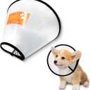 Adjustable Dog Cone Collar After Surgery Soft Cone of Shame Alternatives for Dog Cat Puppy Plastic Elizabethan Collar for Dogs from Licking Biting Scratching Wounds(S,Neck:7.1-8.7in) (White)