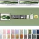 YSAGi Leather Desk Protector, Office Mat, Large Mouse Mat, Non-Slip PU Leather Blotter, Laptop Pad, Waterproof Writing Pad for Office and Home (Bamboo Green, 47" x 17")